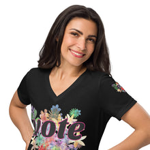 Load image into Gallery viewer, VOTE-FLOWERS Women’s relaxed v-neck t-shirt