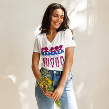 Load image into Gallery viewer, KAMALA 2024 Women’s relaxed v-neck t-shirt (White)