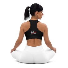 Load image into Gallery viewer, BLACK DC HONEY FLAG LOGO Sports bra