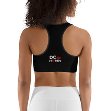 Load image into Gallery viewer, BLACK DC HONEY FLAG LOGO Sports bra