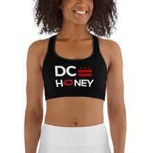Load image into Gallery viewer, BLACK DC HONEY FLAG LOGO Sports bra