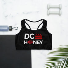 Load image into Gallery viewer, BLACK DC HONEY FLAG LOGO Sports bra