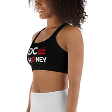 Load image into Gallery viewer, BLACK DC HONEY FLAG LOGO Sports bra