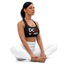 Load image into Gallery viewer, BLACK DC HONEY FLAG LOGO Sports bra