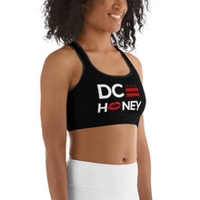 Load image into Gallery viewer, BLACK DC HONEY FLAG LOGO Sports bra