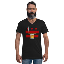 Load image into Gallery viewer, CIGAR AND WHISKEY DC FLAG- BC Unisex Short Sleeve V-Neck T-Shirt