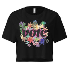 Load image into Gallery viewer, VOTE-FLOWERS Women’s crop top
