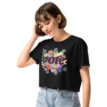 Load image into Gallery viewer, VOTE-FLOWERS Women’s crop top
