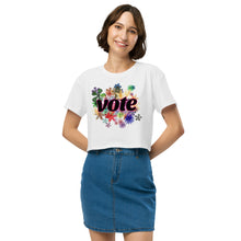 Load image into Gallery viewer, VOTE-FLOWERS Women’s crop top
