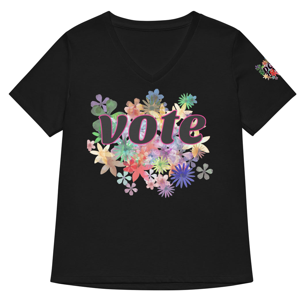 VOTE-FLOWERS Women’s relaxed v-neck t-shirt