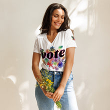 Load image into Gallery viewer, VOTE-FLOWERS Women’s relaxed v-neck t-shirt
