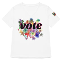 Load image into Gallery viewer, VOTE-FLOWERS Women’s relaxed v-neck t-shirt
