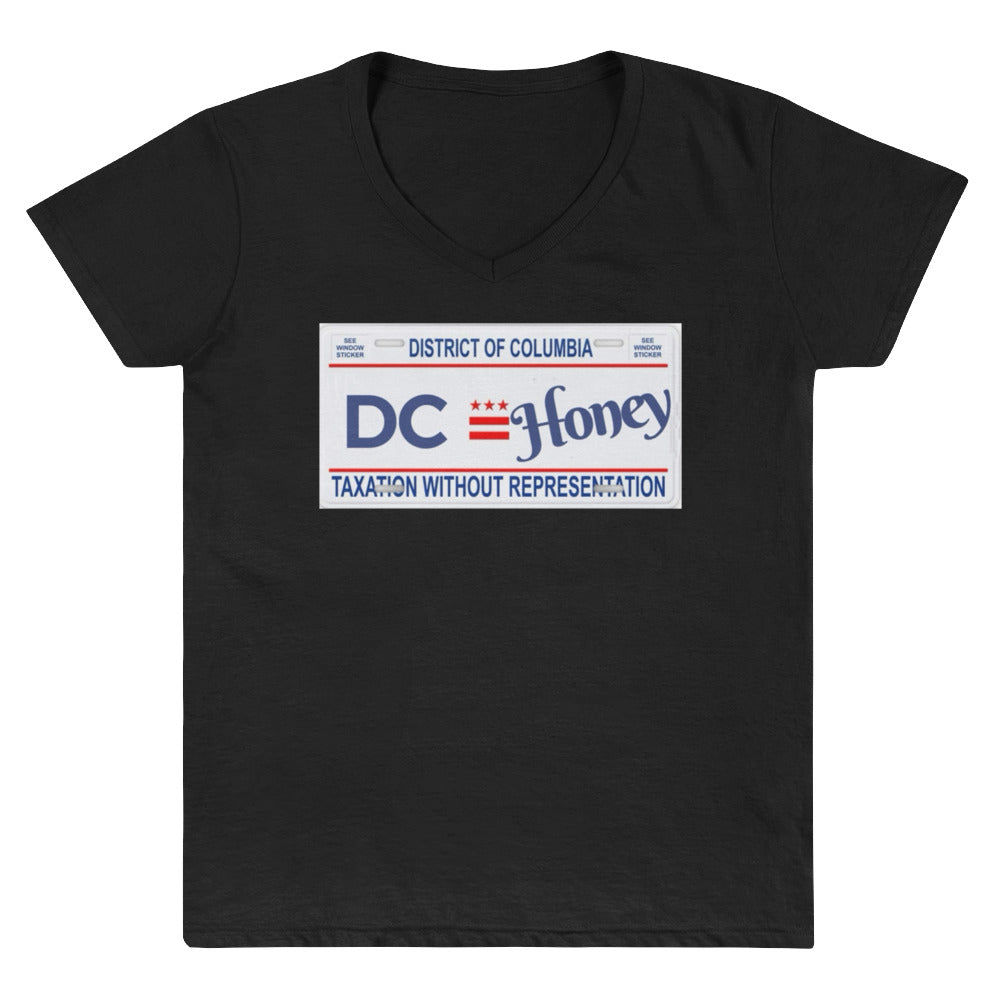 DC Honey License Plate Women's Casual V-Neck Shirt