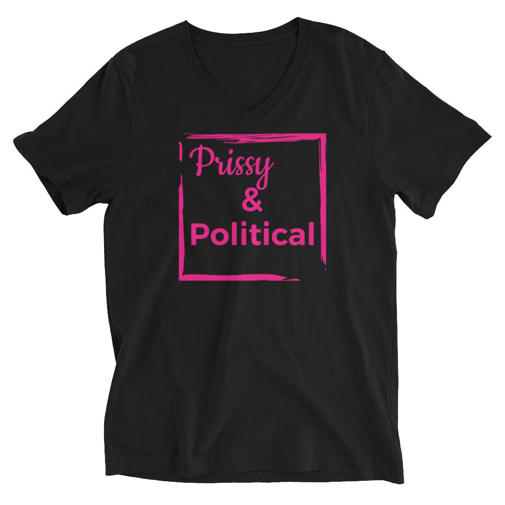 PRISSY and POLITICAL Unisex Short Sleeve V-Neck T-Shirt