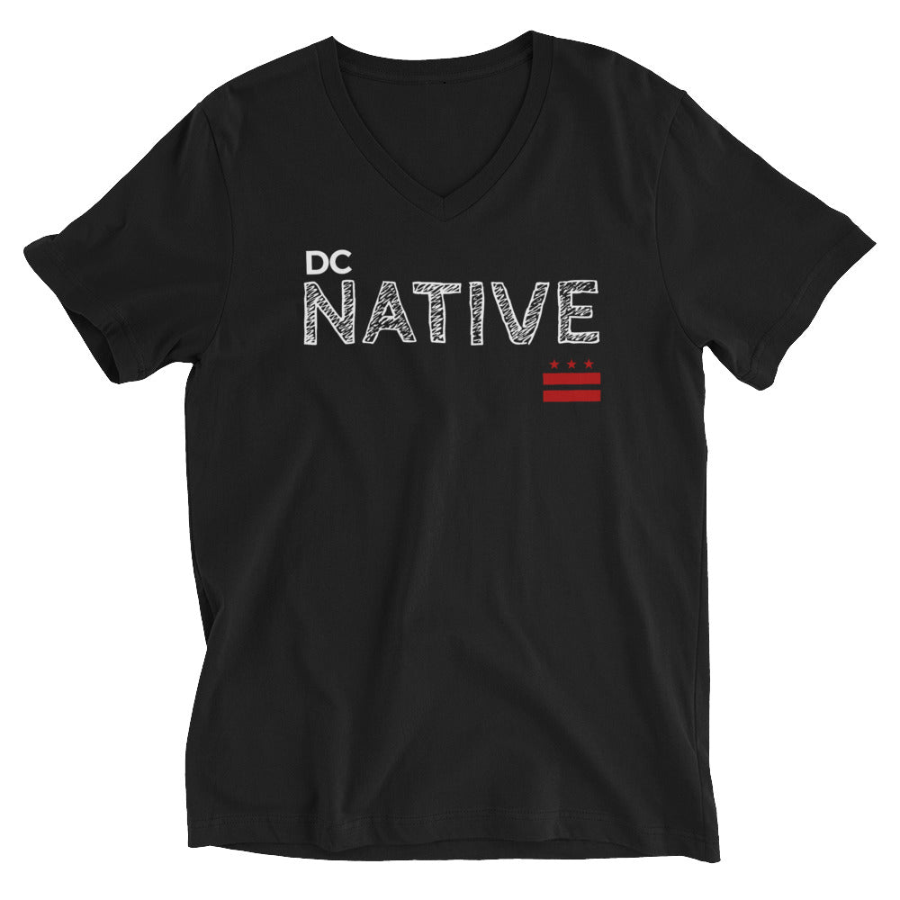 DC NATIVE WITH FLAG Unisex Short Sleeve V-Neck T-Shirt